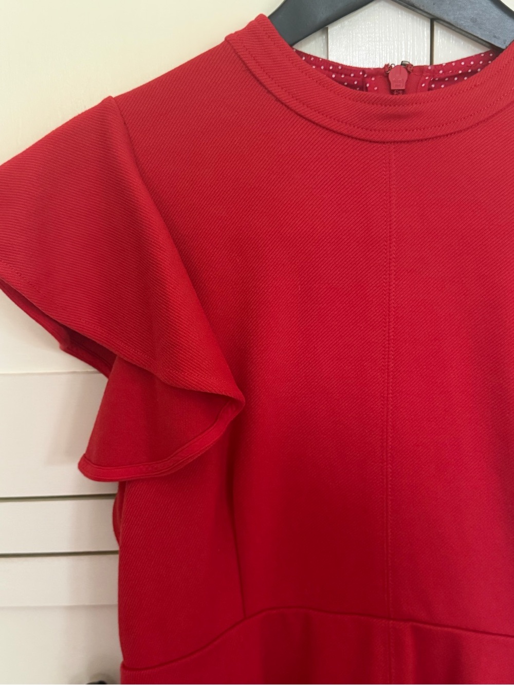 Maeve Red Ruffle-Sleeve Midi Dress - Picture 2 of 8